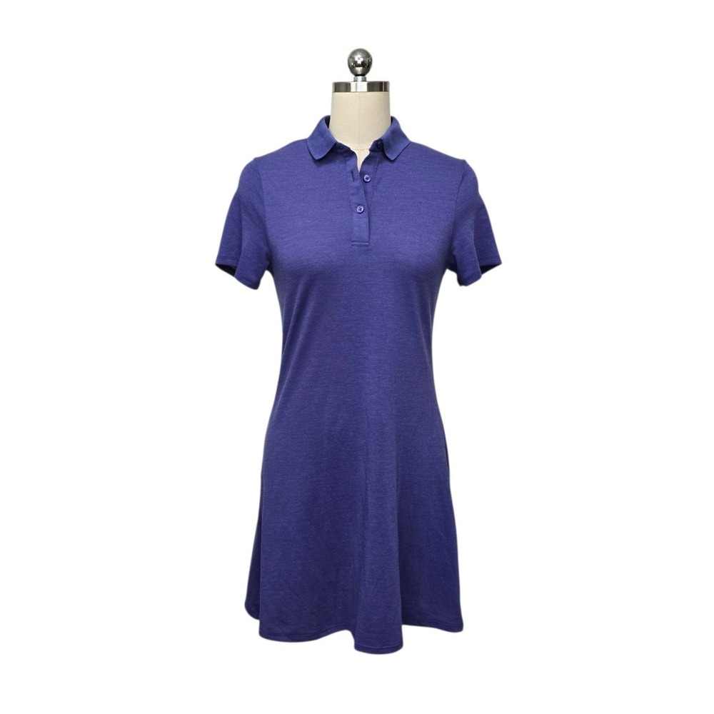 Outdoor Voices Women Purple Heathered Short Sleeve Polo Athletic Dress sz Small